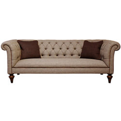 Tetrad Harris Tweed Gleneagles Grand Sofa, Heather Tweed with Brompton Tan Piping